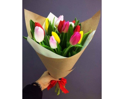 15 multicolored tulips