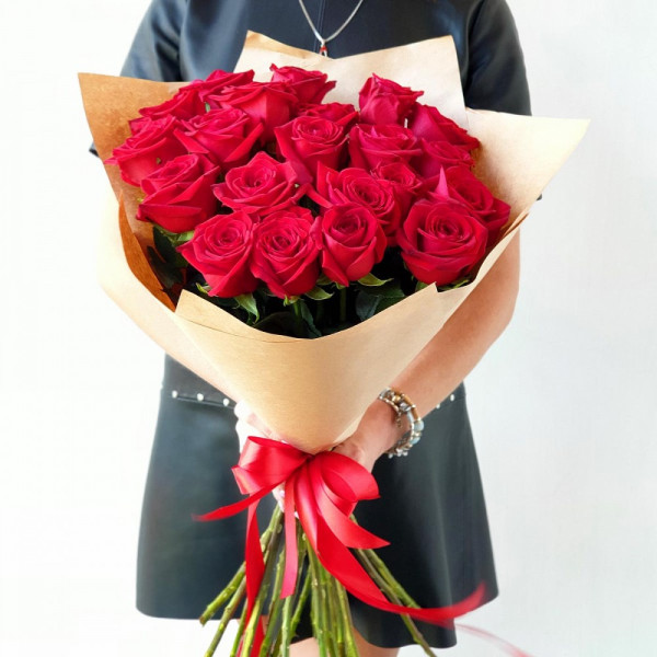 21 красная роза 50 см