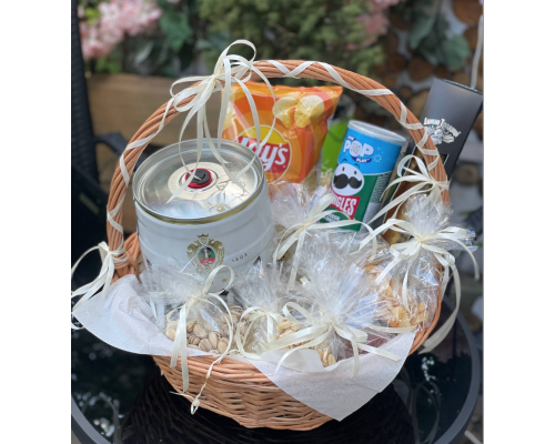 A basket with a keg of beer