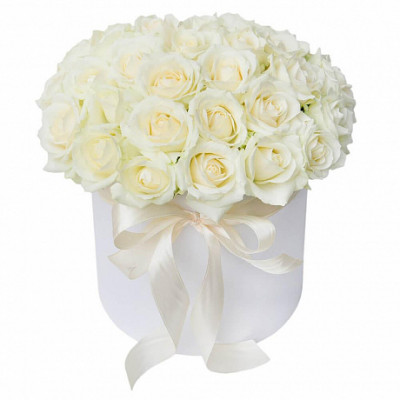 45 білих троянд в коробці 