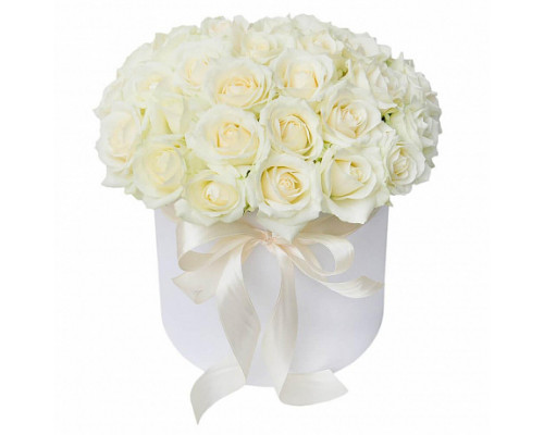 45 white roses in a box