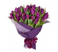 45 purple tulips