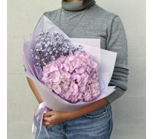 Букет гортензия с гипсофилой