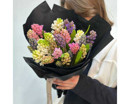 23 hyacinths in a black package